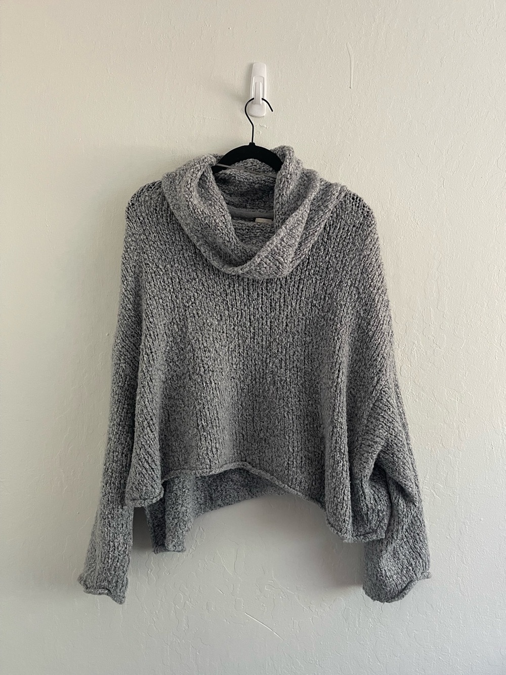 Free People Bff Sweater Oversized Gray Knit Cowl Neck Casual Womens Size Small - Picture 2 of 8
